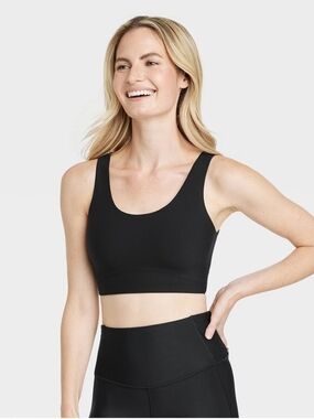 Women's Everyday Soft Medium Support Longline Sports Bra - All In Motion Black L